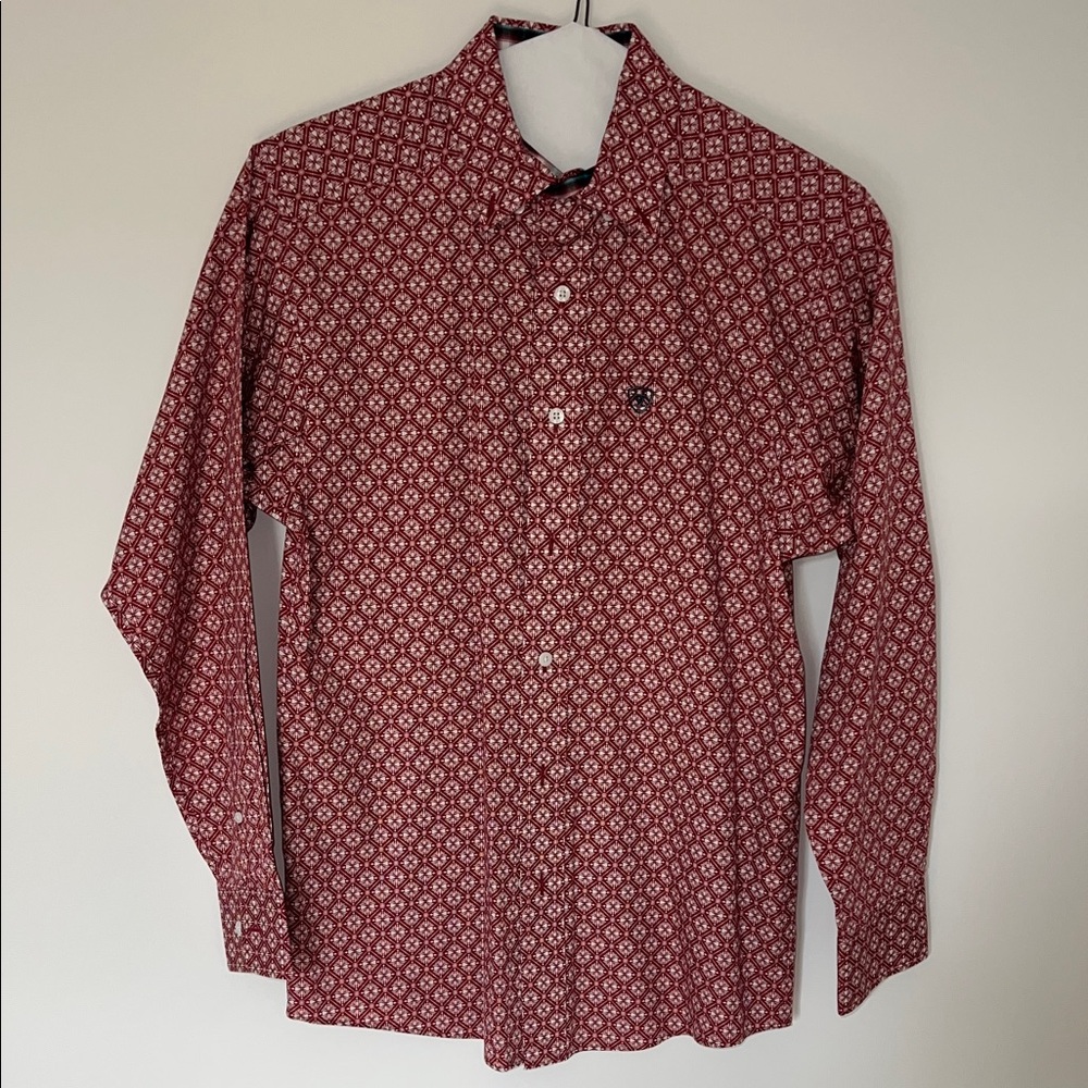 Ariat Men's Red Geometric Print Button-Down Shirt